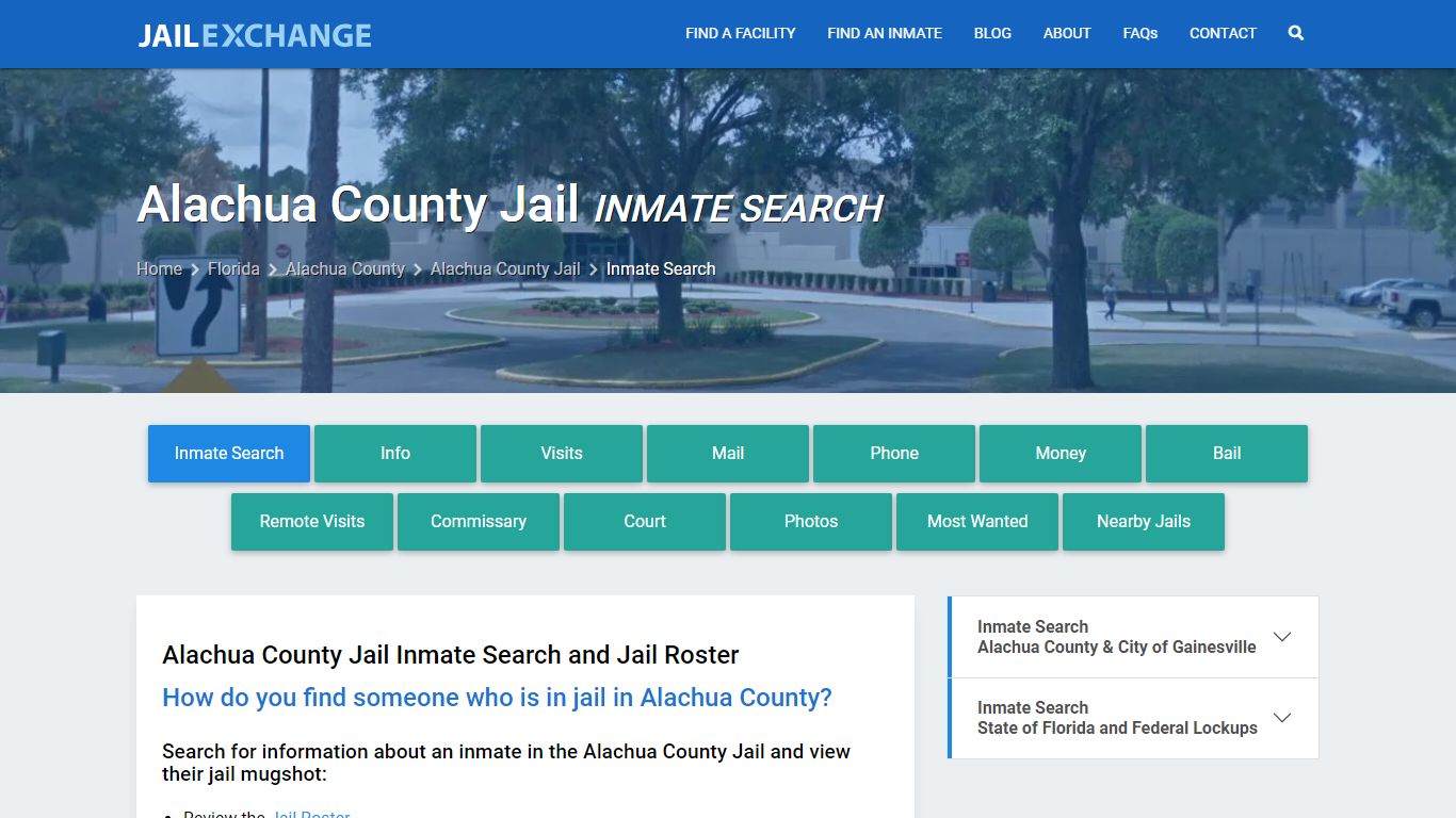 Inmate Search: Roster & Mugshots - Alachua County Jail, FL - Jail Exchange